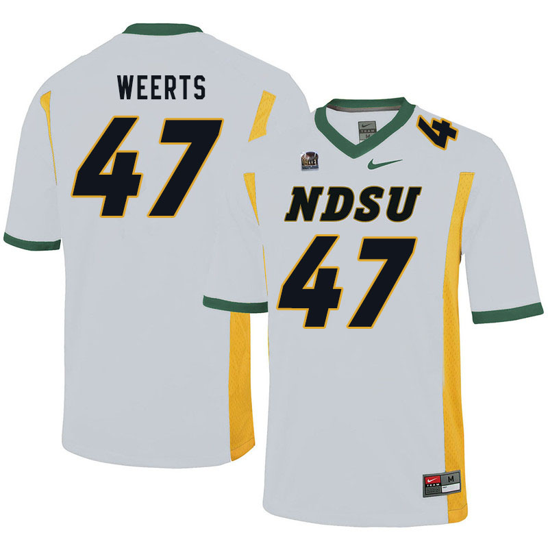 Men #47 Luke Weerts North Dakota State Bison College Football Jerseys Sale-White
